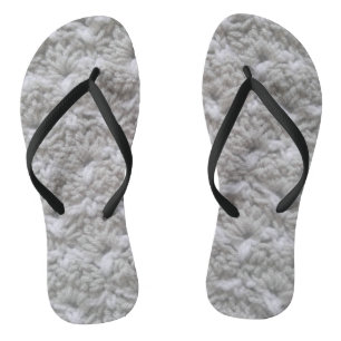 Chanclas Artesanadas de estera de crochet Gris/yarn blanco