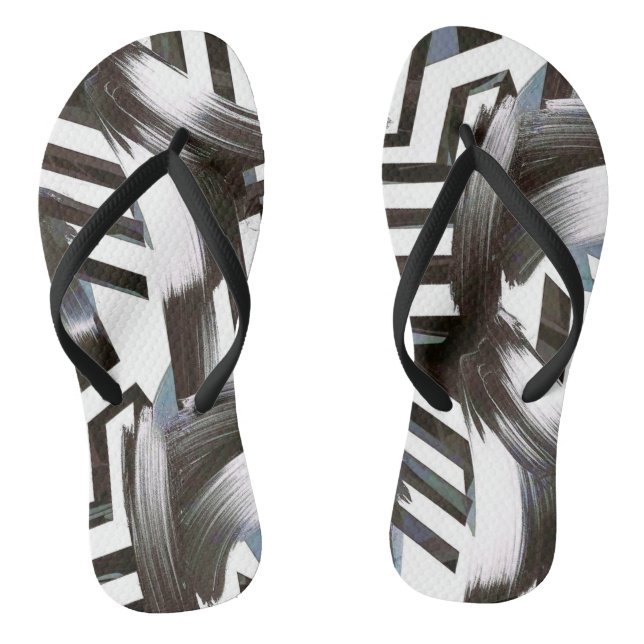 Chanclas Artsy Blanco y Negro  (Plantilla)