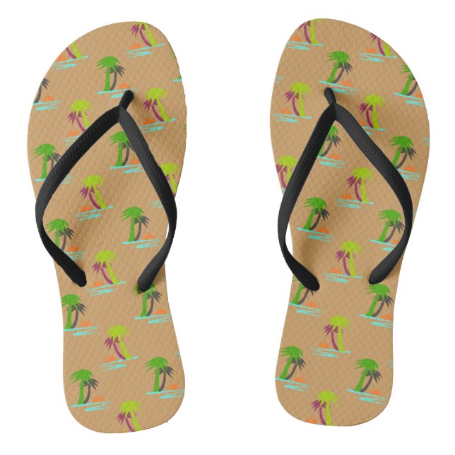 Chanclas Atardecer de árbol de palmas en el Personalizable  (Plantilla)
