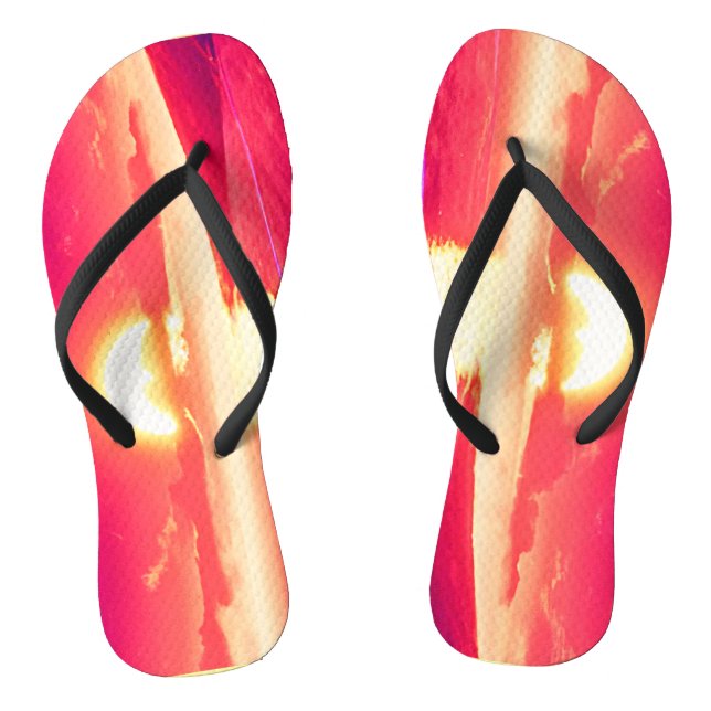 Chanclas Atardecer de Synthwave Digital en el Mar Reflejado (Plantilla)