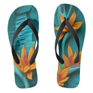 Chanclas Ave 3D verde del paraíso FLowers Flip Flops