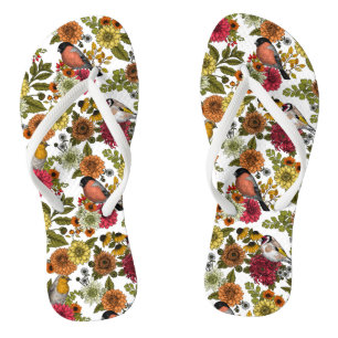 Chanclas Aves de jardín y flores 1