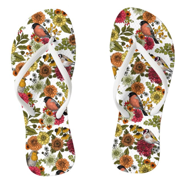 Chanclas Aves de jardín y flores 1 (Plantilla)