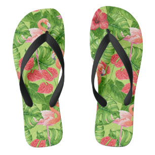 Chanclas Aves flamencas y plantas tropicales