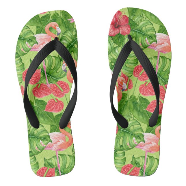 Chanclas Aves flamencas y plantas tropicales (Plantilla)