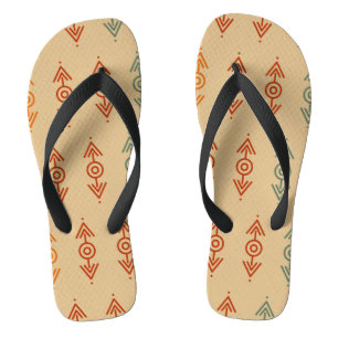 Chanclas Azteca Geométrica Azul Y Tribal Naranja Sudoeste