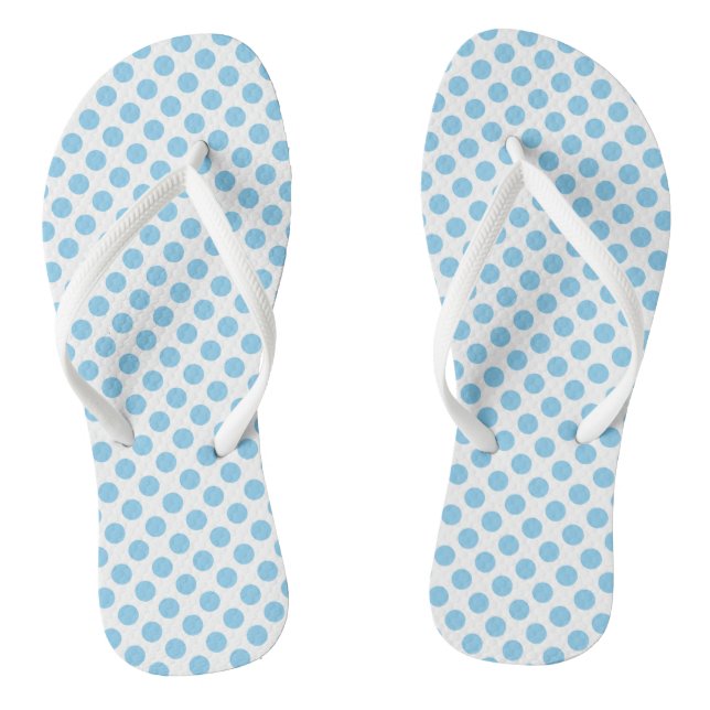Chanclas Azul bebé sobre puntos de Polka blancos de tamaño  (Plantilla)