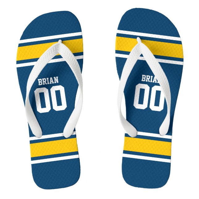 Chanclas Azul de Jersey de Fútbol|Personalizado amarillo (Plantilla)
