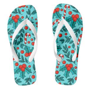 Chanclas Azul de patrón de Navidades curados