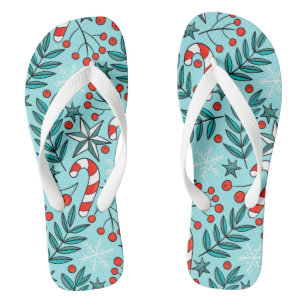 Chanclas Azul de patrón de Navidades curados