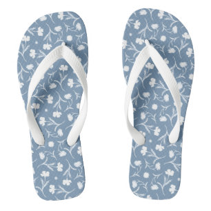 Chanclas Azul Gris Blanco Libertad Patrón Floral Elegante P