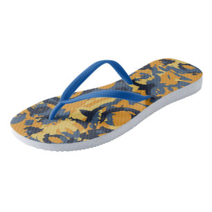 Chanclas Azul gris y abstracto amarillo
