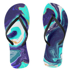 Chanclas Azul océano Verde azulado Swift Marble Fluid Art