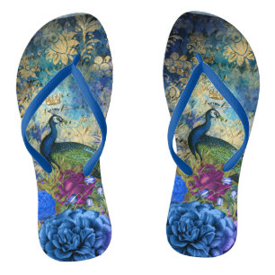 Chanclas Azul pavo real y morado floral