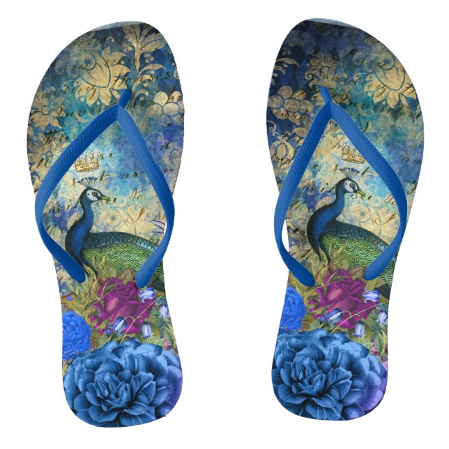 Chanclas Azul pavo real y morado floral (Plantilla)
