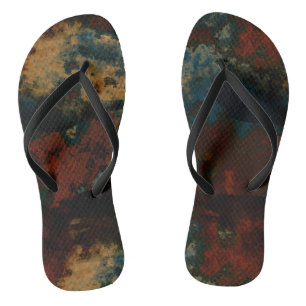 Chanclas Azul, Turquesa y Mármol Abstracto Oxidado