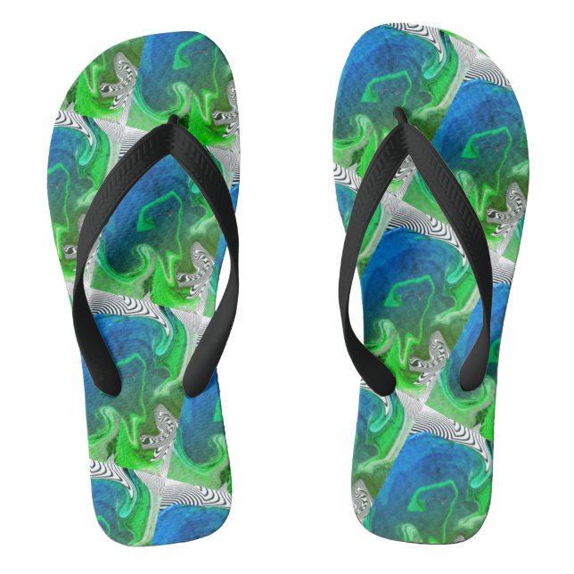 Chanclas AZUL verde negro lindo mujer moderna Flip Flops (Plantilla)