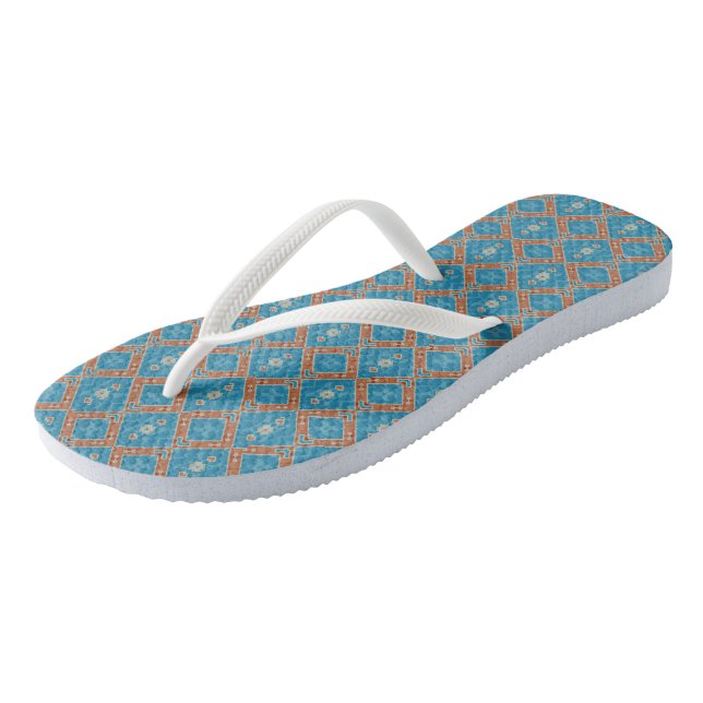 Chanclas Azul y naranja geométrico (Angular)