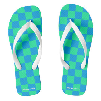 Chanclas azul y verde a cuadros