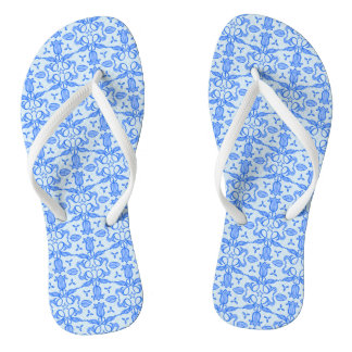 Chanclas azules con estampado de tulipán