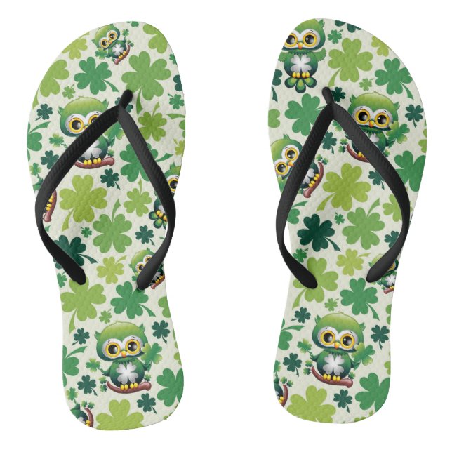 Chanclas Baby Owl Cute St Patrick Cartoon (Plantilla)