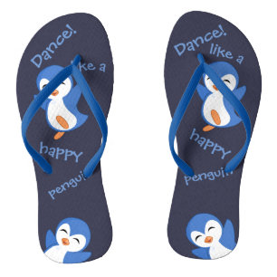 Chanclas Baile como un pingüino feliz azul