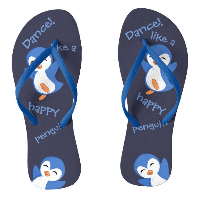 Chanclas Baile como un pingüino feliz azul (Plantilla)