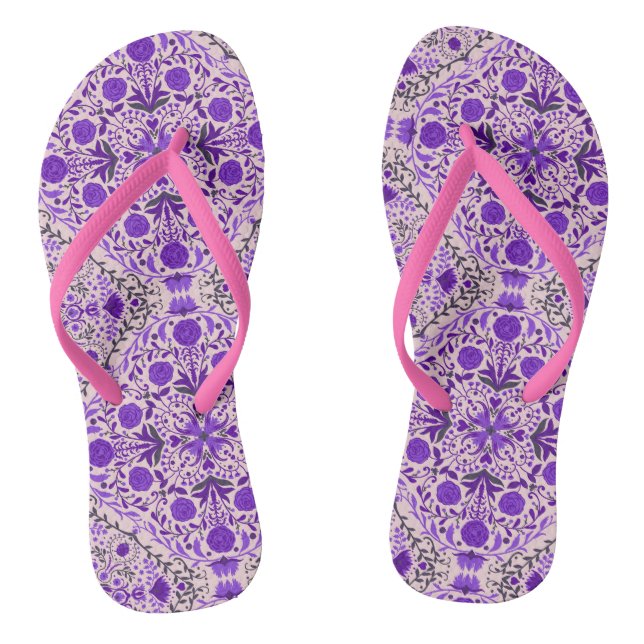 Chanclas Baldosas florales en rosa violeta y algodón (Plantilla)