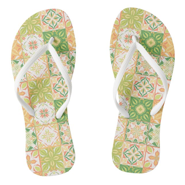 Chanclas Baldosas orgánicas en verde y amarillo (Plantilla)