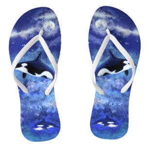 Chanclas Ballenas asesinas a plena luna - Dibujo artístico