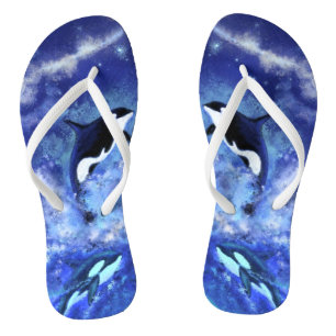 Chanclas Ballenas asesinas en flops de giro azul en luna ll