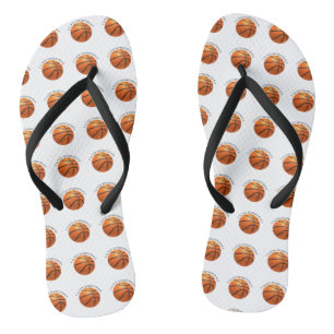 Chanclas Balón de baloncesto de cuero naranja y negro perso