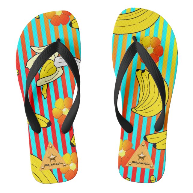 Chanclas Banana Tropical Flip Flops a rayas (Plantilla)