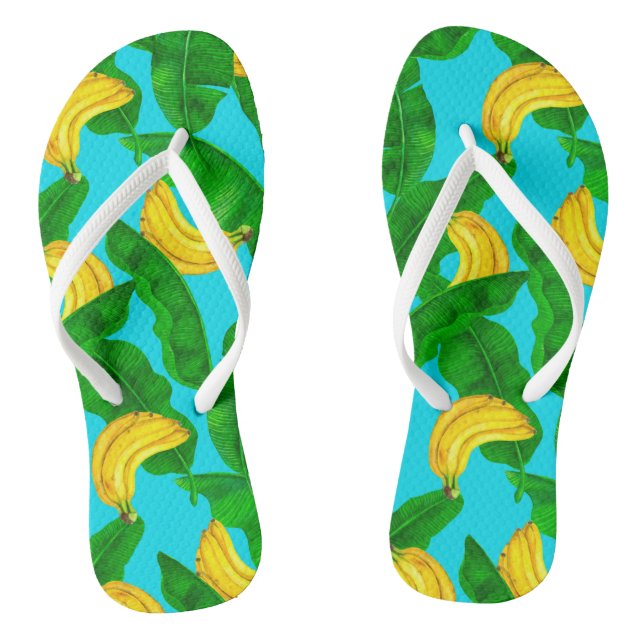 Chanclas Bananas y hojas diseño de acuarela (Plantilla)