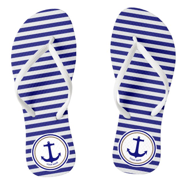 Chanclas Banda azul y anclaje de la Marina Náutica personal (Plantilla)