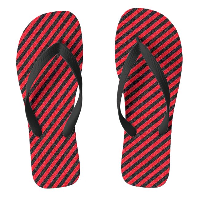 Chanclas Banda diagonal delgada negra y roja Flip Flops par (Plantilla)