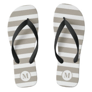 Chanclas Banda marrón clásica y franja blanca Monograma Fli