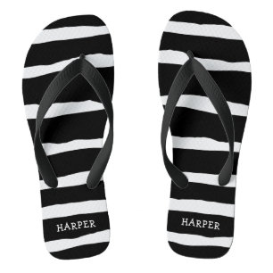Chanclas Bandas abstractas negras con tu nombre