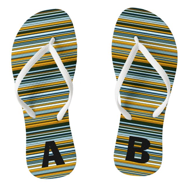 Chanclas Bandas amarillas y azules monogramadas (Plantilla)