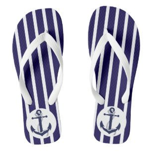 Chanclas Bandas Azules Y Blancas Con Anchura