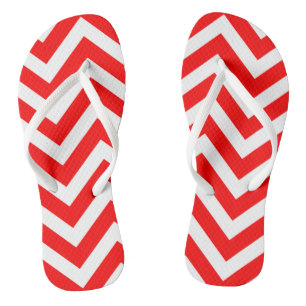Chanclas Bandas Chevron de gran tamaño de color rojo y blan