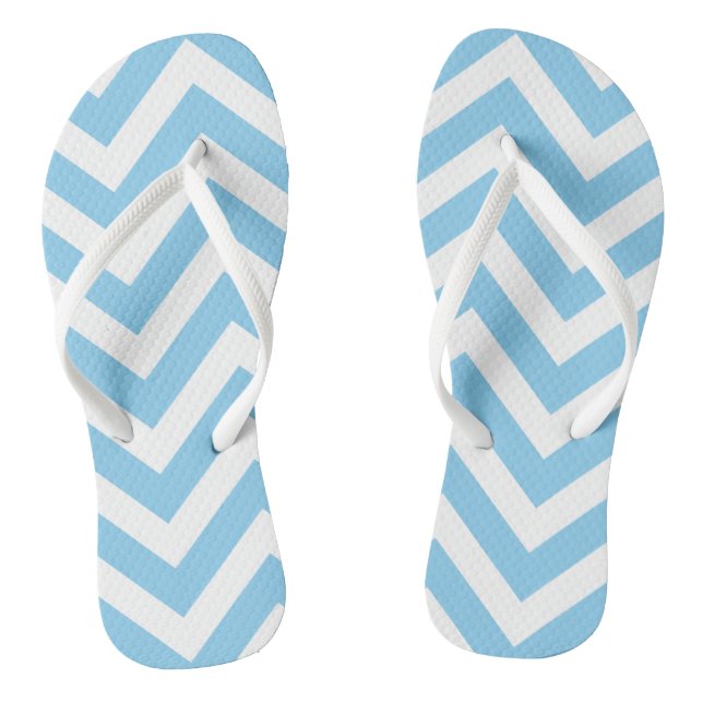 Chanclas Bandas Chevron de tamaño grande, azul y blanco (Plantilla)