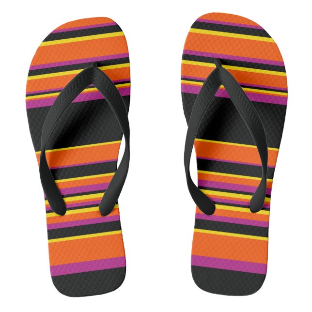 Chanclas Bandas complejas: negro, rosa, Naranja y amarillo (Plantilla)