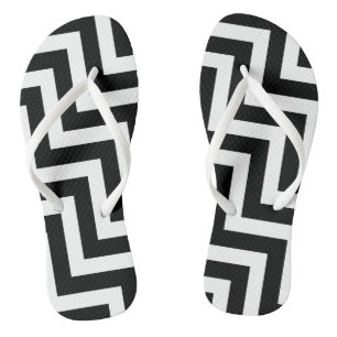 Chanclas Bandas de Chevron diagonales grandes en blanco y n
