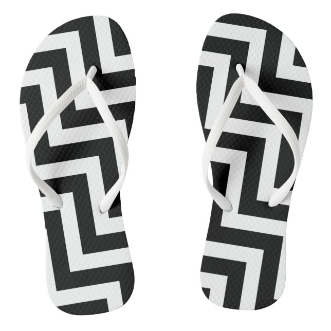 Chanclas Bandas de Chevron diagonales grandes en blanco y n (Plantilla)