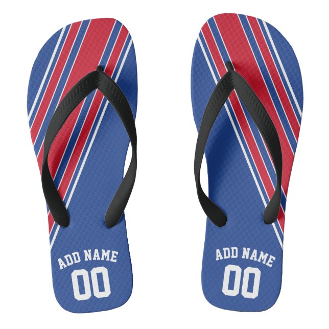 Chanclas Bandas de Jersey rojo azul blanco /Puede editar el (Plantilla)