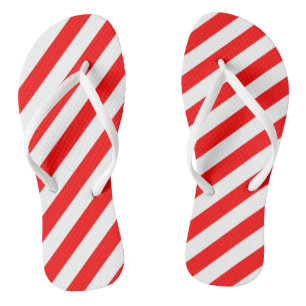 Chanclas Bandas diagonales rojas y blancas de gran tamaño