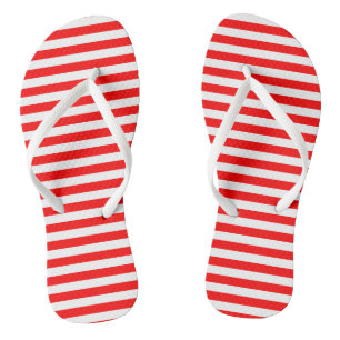 Chanclas Bandas horizontales de tamaño medio rojas y blanca