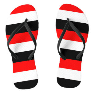 Chanclas Bandas negras, blancas y rojas