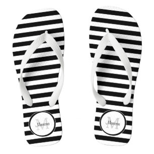 Chanclas Bandas negras y blancas con nombre simple